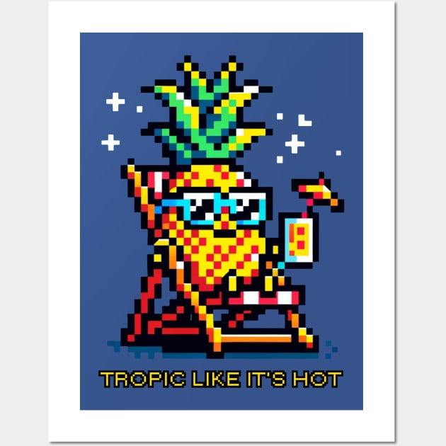 Pineapple Paradise: 8-Bit Tropical Vibes Design Wall Art by Pixel Punkster